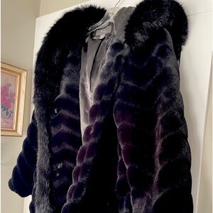 Black Gallery Faux Fur Hooded Coat
